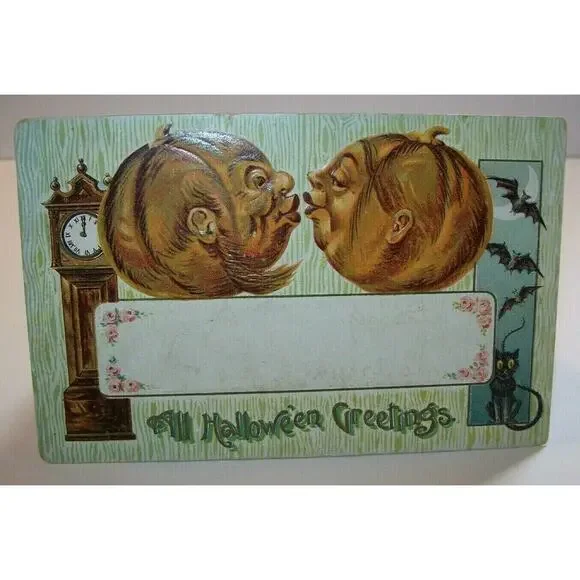 Vintage Halloween Postcard Gottschalk Kissing Goblins Bats 2040 Newport Pa 1908
